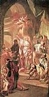 Johann Lucas Kracker Canvas Paintings - The Dispute between St Catherine of Alexandria and the Philosophers